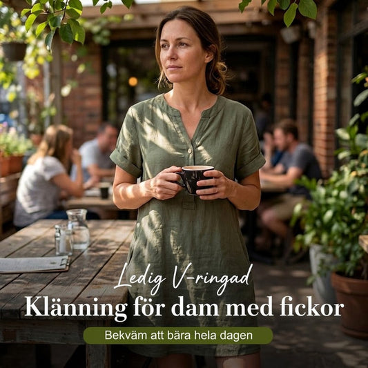 🏖️ 48% RABATT! 👗 Dam V-ringad tunikaklänning – ledig passform, fickor och andningsbar